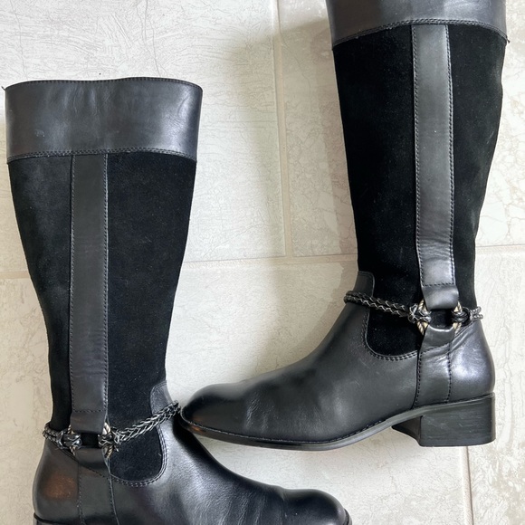 Black Vintage Riding Boots Genuine Leather & Suede Coldwater Creek Riding Boots - Picture 2 of 7